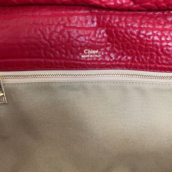 Chloe Dree RED Pebbled Leather Satchel Handbag - Picture 9 of 16